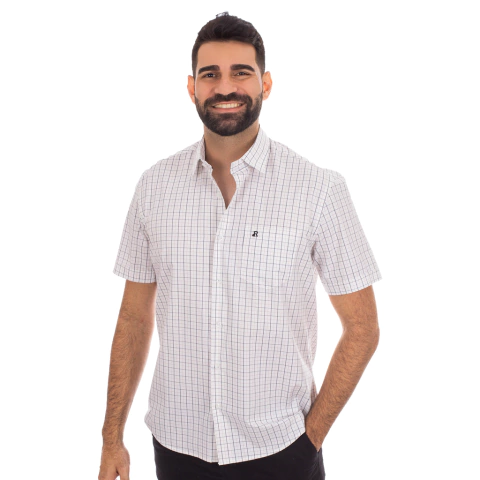 Camisa Masculina Casual Manga Curta Xadrez - 0184