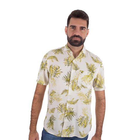 Camisa Masculina Casual Manga Curta Viscose Estampada - 0964