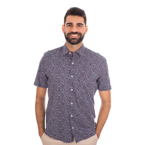 Camisa Masculina Casual Manga Curta Estampada - 9809