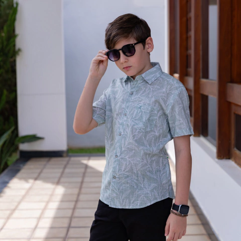 Camisa Infanto Juvenil Masculina Manga Curta Estampada - 6610