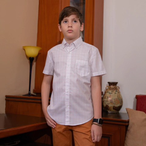 Camisa Infanto Juvenil Masculina Manga Curta Xadrez - 7360