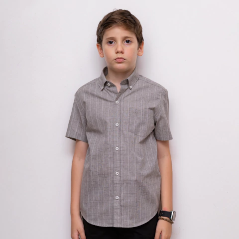 Camisa Infanto Juvenil Masculina Manga Curta Xadrez - 7360