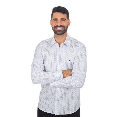 Camisa Masculina Slim Manga Longa Estampada - 0730