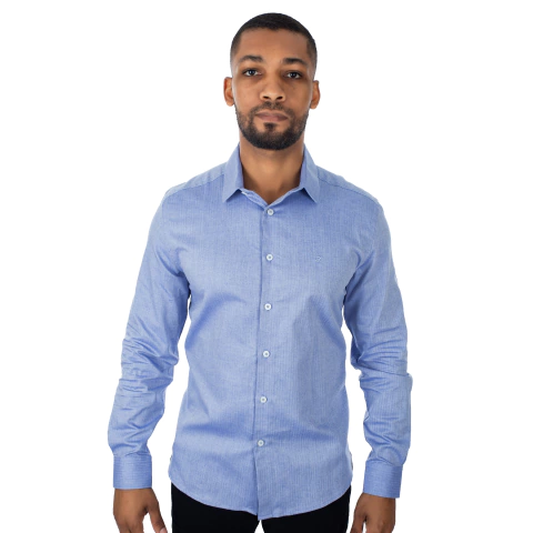 Camisa Masculina Slim Manga Longa Maquinetado - 1248