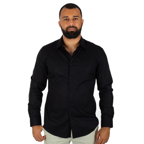 Camisa Masculina Social Manga Longa Lisa - 1567