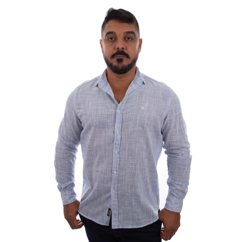 Camisa Masculina Slim Manga Longa Maquinetada - 3164