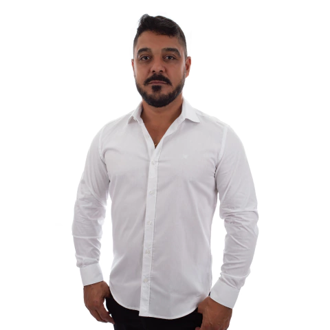 Camisa Masculina Slim Manga Longa Lisa - 4487