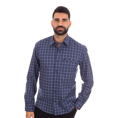 Camisa Masculina Slim Xadrez Algodão Egípcio - 9680
