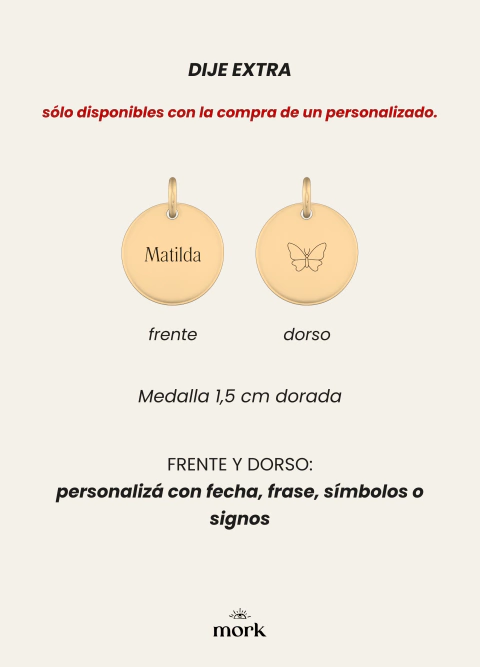 Dije extra -Medalla 1,5cm dorado - comprar online