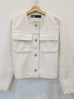 CHAQUETA PAÑO ZARA NATURAL L CHICO - SECONDMODEVINTAGE