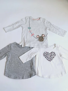 PACK REMERAS H&M X3 TALLE 3 6M