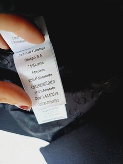 SACO PAÑO JAZMIN CHEBAR NEGRO T2 - tienda online