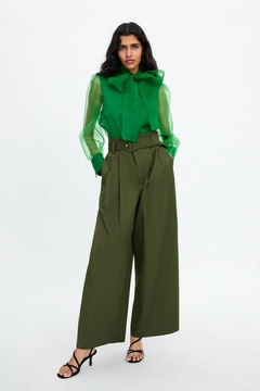 CAMISA ZARA ORGANZA S VERDE