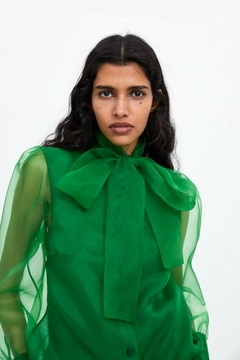 CAMISA ZARA ORGANZA S VERDE - comprar online