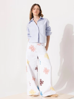 PANTALON JAZMIN CHEBAR WIDE FLORES T2
