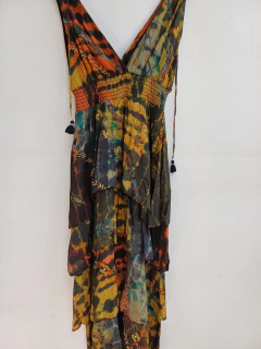 VESTIDO RAPSODIA MULTICOLOR VOLADOS M - SECONDMODEVINTAGE