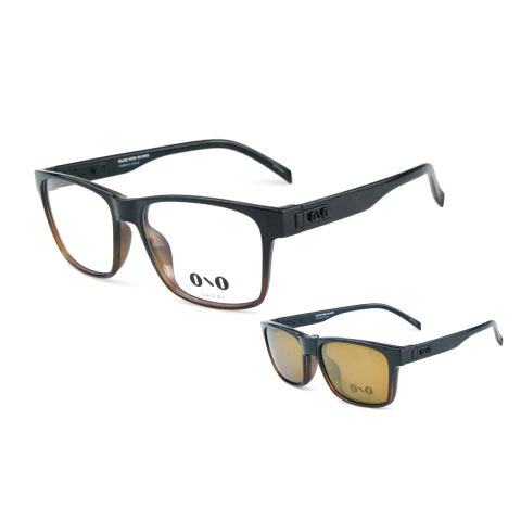 Óculos clipon ono meaípe on0031cp p2m preto brilho c/ degradê marrom translúcido