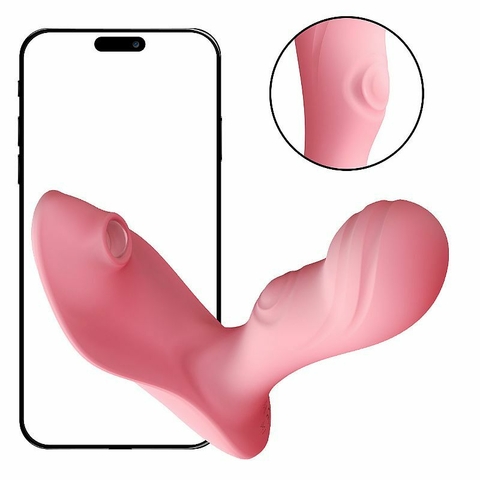 Vibrador Pink via app longa distância com dedilhar & sucção