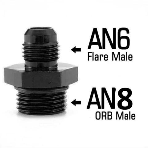 Conector AN6 a AN8 con oring, Negro - comprar online