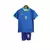 Kit infantil da Seleção Brasileira II 24/25 da Nike, composto por camiseta azul listrada e short azul.