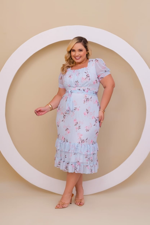 VESTIDO TULE ESTAMPADO PLUS SIZE 3403