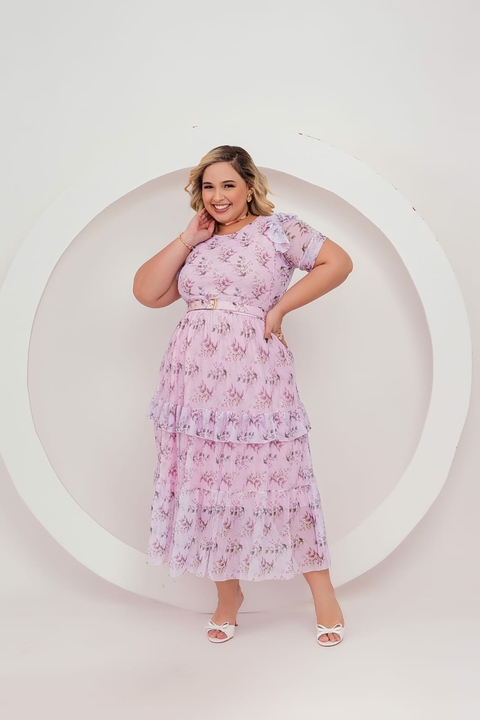 VESTIDO TULE ESTAMPADO PLUS SIZE 3373
