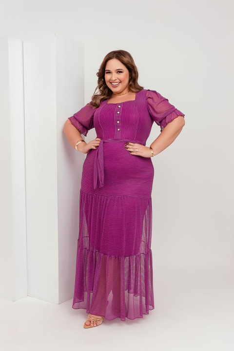 VESTIDO TULE LISTRA PLUS SIZE 3484