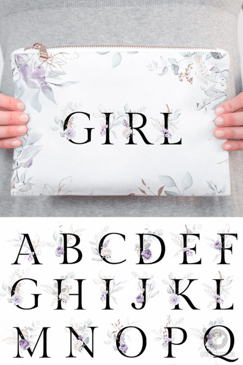 Necessaire com inicial floral lilac - comprar online