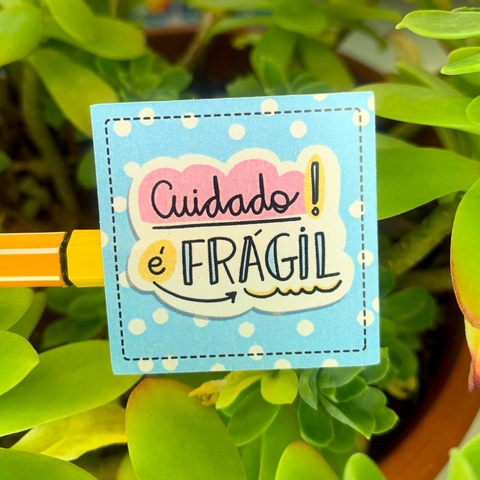 Etiqueta Adesiva "Cuidado! É Frágil" - Quadrado