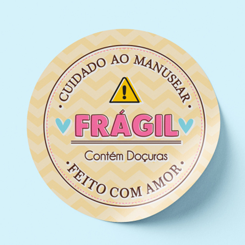 Etiqueta Adesiva "FRÁGIL, Contém Doçuras" - Coleção Confe...