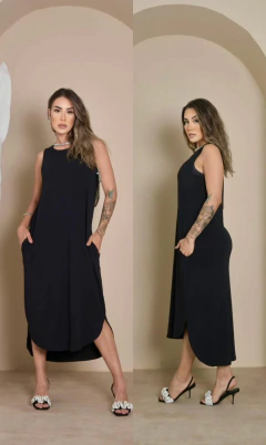 VESTIDO BRESCIA MIDI PRETO - loja online