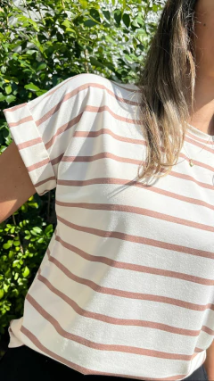 BLUSA DE LISTRAS CAPPUCCINO - Alecrim Dourado Moda Feminina