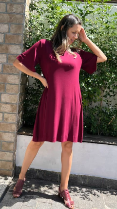 VESTIDO MARBELLA MANGA FLARE VINHO - comprar online