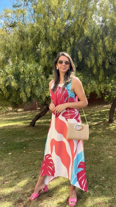 VESTIDO MIDI ANCORA ROSA FLORAL - Alecrim Dourado Moda Feminina