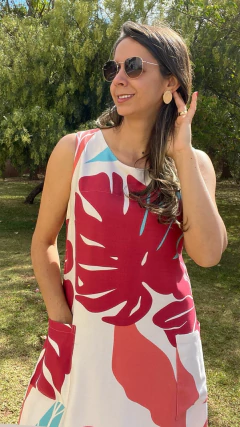 VESTIDO MIDI ANCORA ROSA FLORAL - loja online
