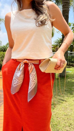 SAIA MIDI COM FENDA FRONTAL COM ALGODÃO - loja online