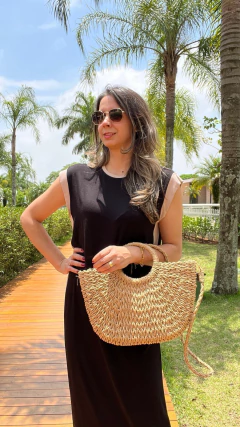 VESTIDO MIDI RECORTE LATERAL BICOLOR - loja online