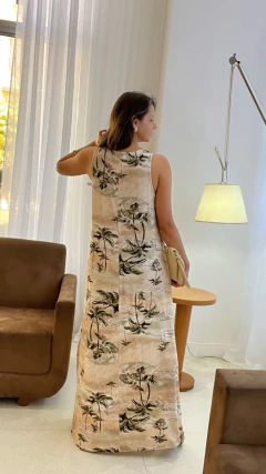 VESTIDO LONGO BOHO ESTAMPADO BEGE - Alecrim Dourado Moda Feminina