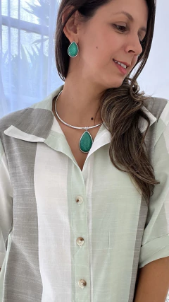 CHEMISE LONGA LISTRADA VERDE na internet