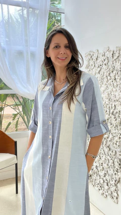 CHEMISE LONGA LISTRADA AZUL - comprar online