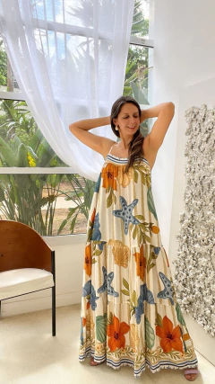 Imagem do VESTIDO LISBOA LONGO ESTAMPADO ALÇA REGULÁVEL