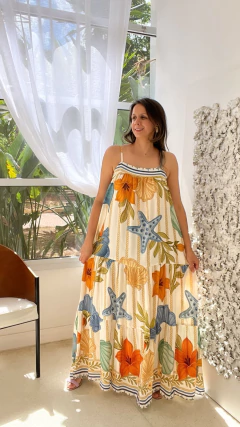 VESTIDO LISBOA LONGO ESTAMPADO ALÇA REGULÁVEL na internet