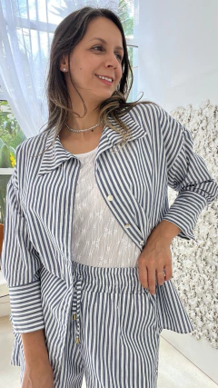 CONJUNTO CAMISA E SHORTS ALGODÃO LISTRAS - comprar online