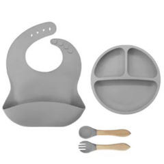 Set plato 3 divisiones 4 piezas GRIS - comprar online