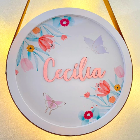 Jardim Borboletas - Flores - Floral - Porta Maternidade - PM076 - comprar online