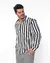 Camisa Linho Manga Longa Listras Largas Preta - MH - comprar online