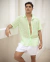 CAMISA DE MANGA CORTA VERDE BORDADA MH