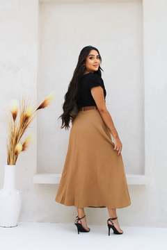 Saia Alfaiataria Premium Longa Marron - Cíntia - A Vitoriosa Moda Feminina Modesta 
