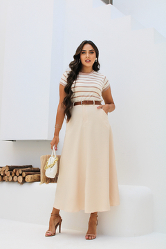 Blusa Listrada Marron em Viscolaycra - Cíntia na internet