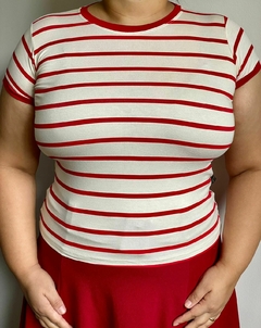 Blusa Listrada Preta em Viscolaycra - Cíntia - loja online